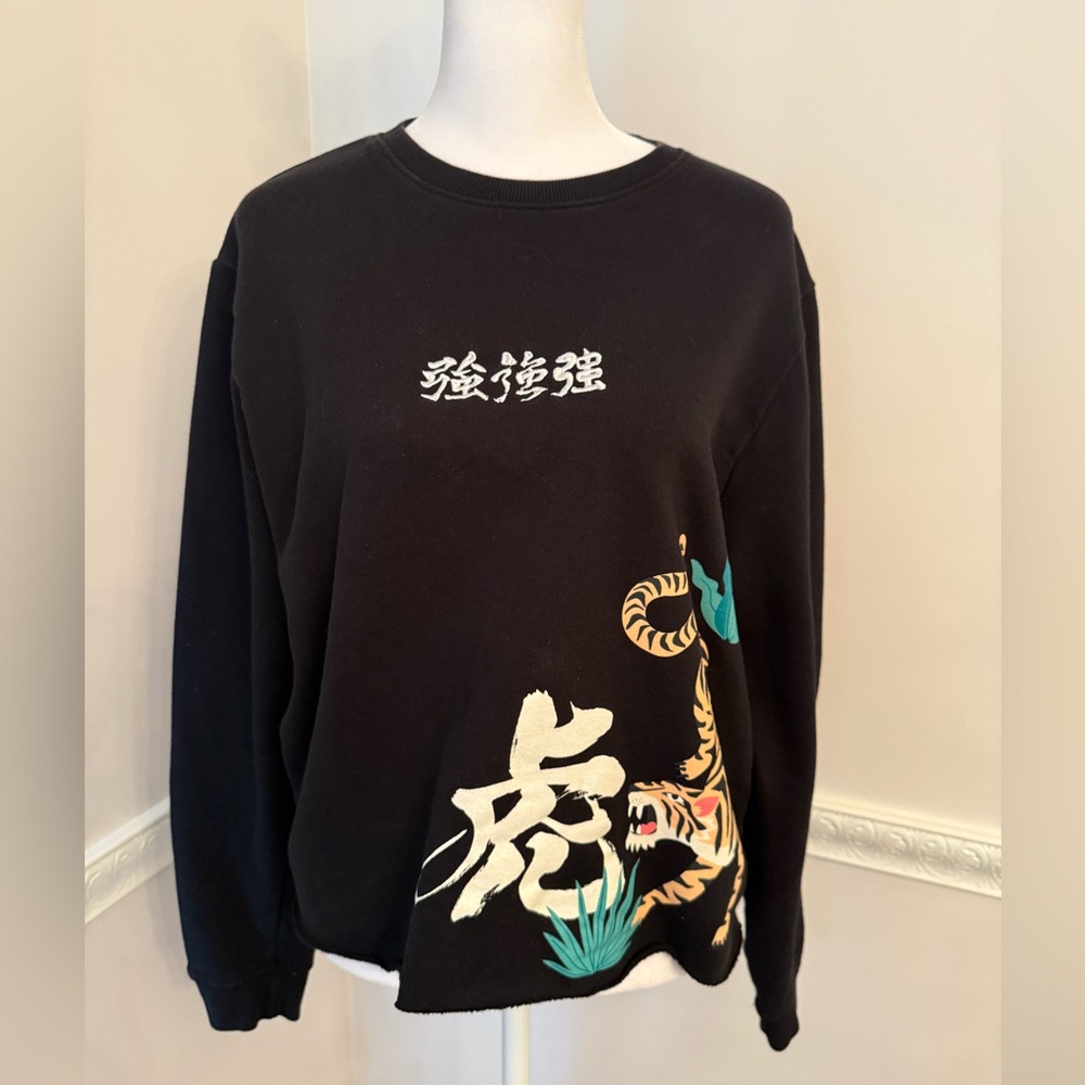 Blind Rooster Tokyo Tiger crewneck sweatshirt in black with embroidered graphic
